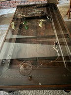 Antique Handcrafted Old Reclaimed Window Centre Table Coffee Table Bhurma Teak End Table Jarokha 1850s Unique Rustic Architectural Charm