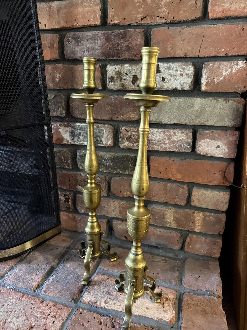 Antique Pair of Brass 19. Century Elegant Decorative Classic Dining Antique Home Décor Candle Stands Candlestick Elegant Piece Candleholder