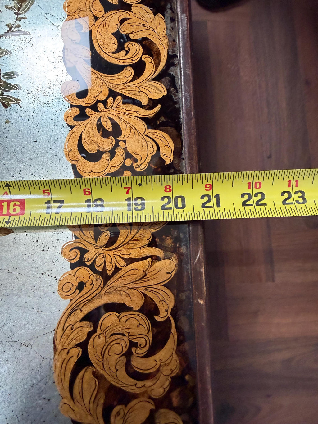 Vintage Italian Chinoiserie Coffee Table, Hand Painted Asian Scenic Glass Top
