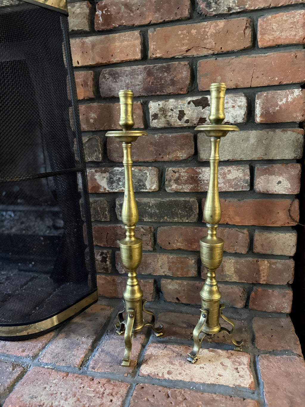 Antique Pair of Brass 19. Century Elegant Decorative Classic Dining Antique Home Décor Candle Stands Candlestick Elegant Piece Candleholder