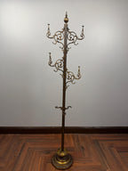 Antique Brass Rococo Revival Coat Stand | Ornate Victorian Entry Hall Tree
