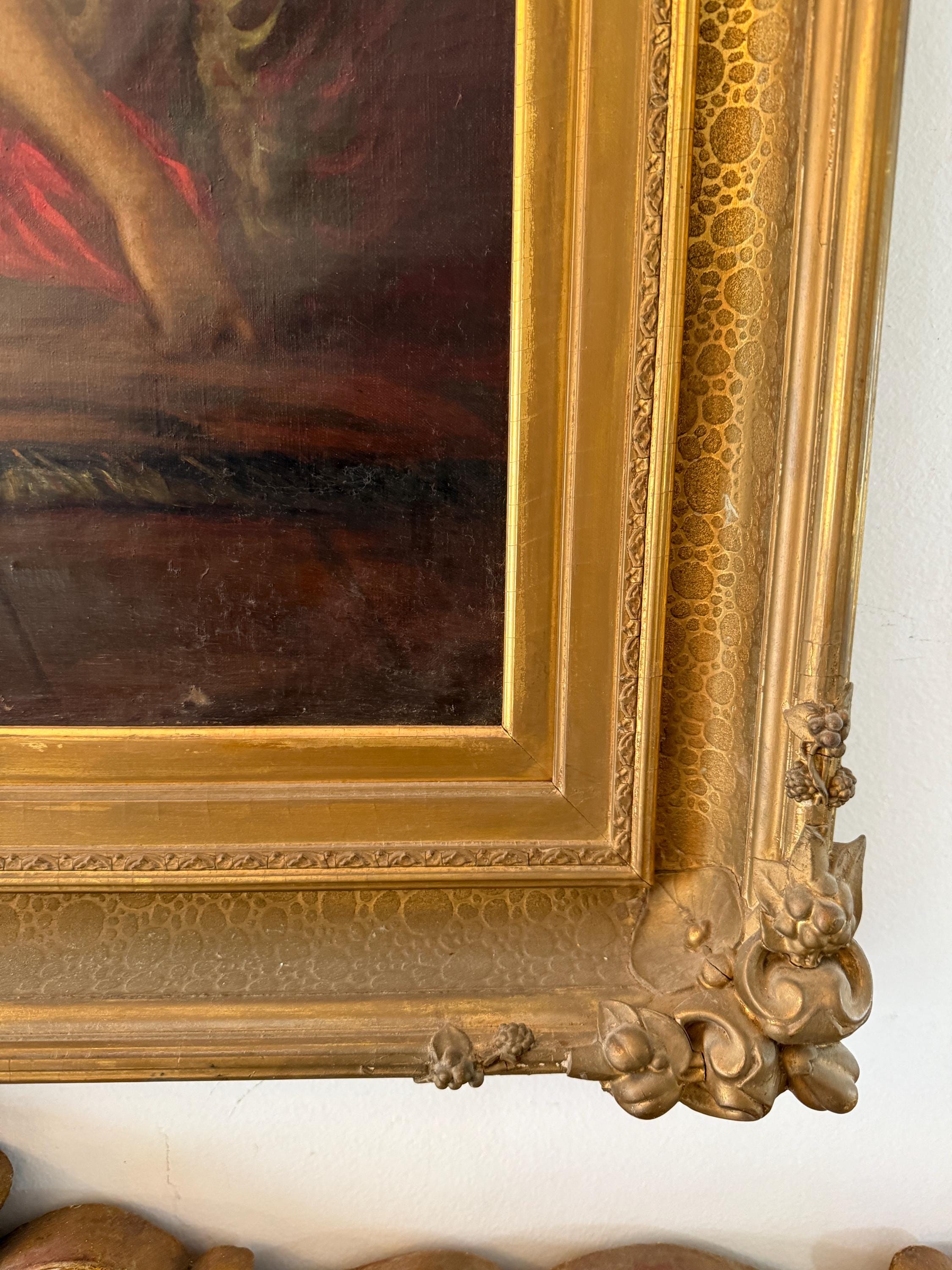 Antique Orientalist Oil Painting  Middle Eastern Scene with Figures Large Framed Original Artwork 19th Century Style Collectible Artwork