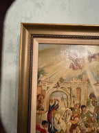 The Virgin Mary & Jesus Between Kings Old Print Picture Frame