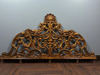 Vintage Rococo King Headboard | Ornate Gold-Tone Cast Metal Statement Piece