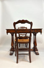 Antique Handcarved Walnut Chess Table, Backgammon Game by Theodore Alexander