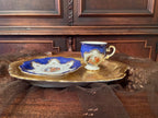 Antique Hand Painting Cobalt Blue Collectible  Porcelain  Coffee Cup & Saucer