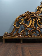 Vintage Rococo King Headboard | Ornate Gold-Tone Cast Metal Statement Piece