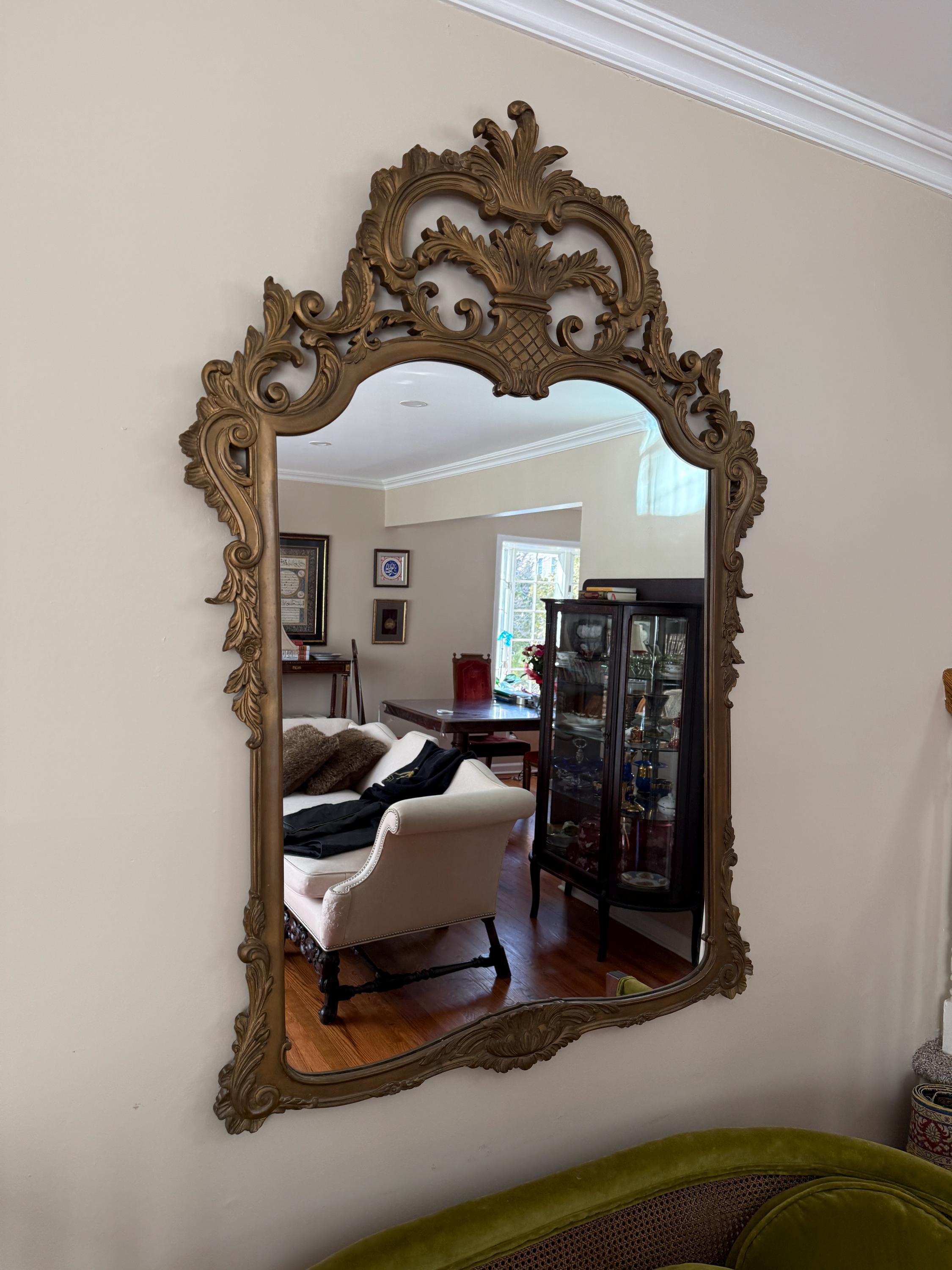 Vintage Ornate Wood Framed Mirror Baroque Style Intricate Detail Living Room Home Décor Elegant Decorative Wall Accent Classic Piece