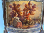 Antique French Louis XV Style Vitrine, Curved Glass Display Cabinet with Hand Painted Panel