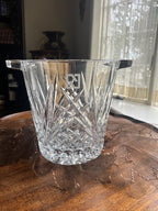 Vintage Cut Crystal Ice Bucket Elegant Starburst Design Heavy Clear Glass Handles Barware Centerpiece Gift Idea Display Timeless Charm