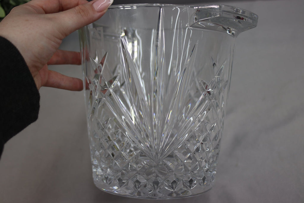 Vintage Cut Crystal Ice Bucket Elegant Starburst Design Heavy Clear Glass Handles Barware Centerpiece Gift Idea Display Timeless Charm