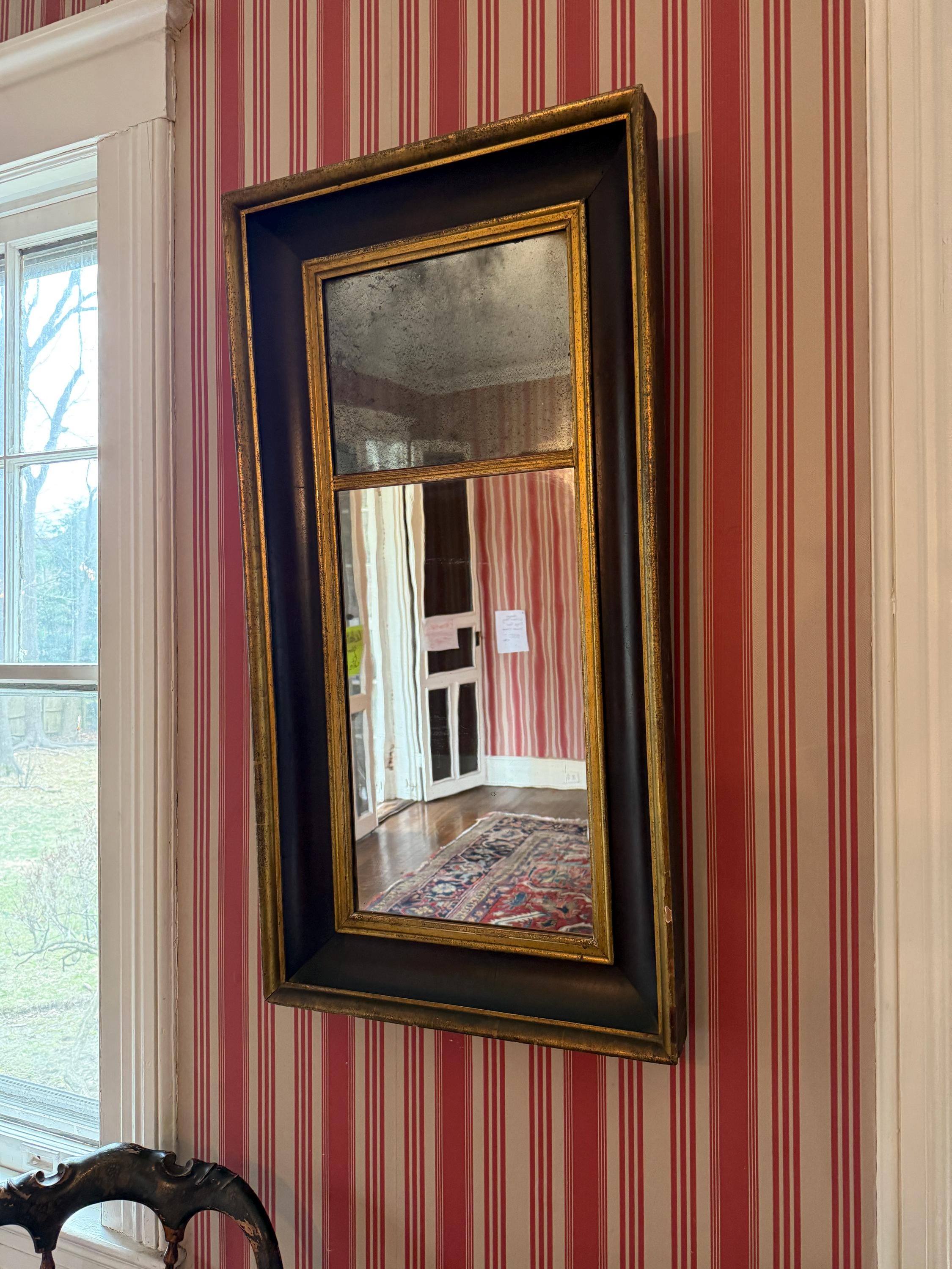 Antique Gilded Mirror Aged Patina Smoky Blurry Glass 19th Mirror Mercury Glass Federal Style Rustic Distressed Frame Early American Decor