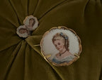 Vintage 1940s Limoges Hand Painted  Porcelain Cameo-like Trombone Clasp Screw Back Earrings and Brooch Set in Box Amazing Vintage Gift