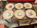 Boehm Rose Plate Collection Set: 6 Bone China Collector Plates, Gold Rim Floral Wall Decor