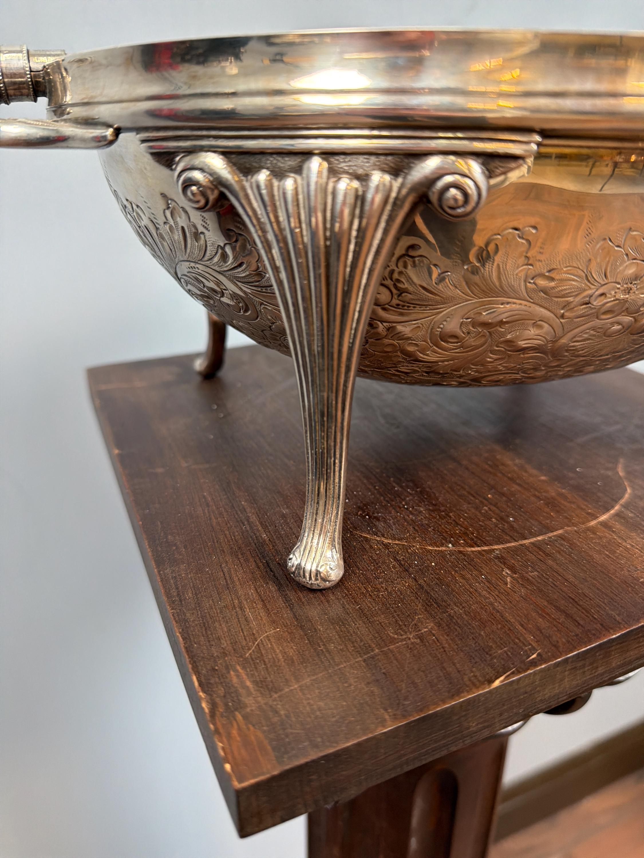 Vintage Silver Plated Chafing Dish, Ornate Baroque Serving Warmer with Lid