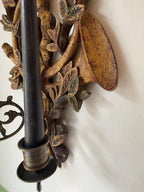 Pair of Early 20th Century Large Gilded Wood 2 Arm Wall Sconces From Italy
