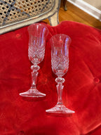 Vintage Cut Crystal Wine Glasses Set of 7 Faceted Stemware with Flared Rims  Elegant European Style Clear Glass Goblets Glassware Set