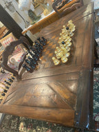 Antique Handcarved Walnut Chess Table Backgammon Game Table by Theodore Alexander Vienna Coffeehouse Style Wood Pieces Luxurious  Furniture