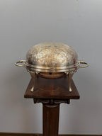 Vintage Silver Plated Chafing Dish, Ornate Baroque Serving Warmer with Lid