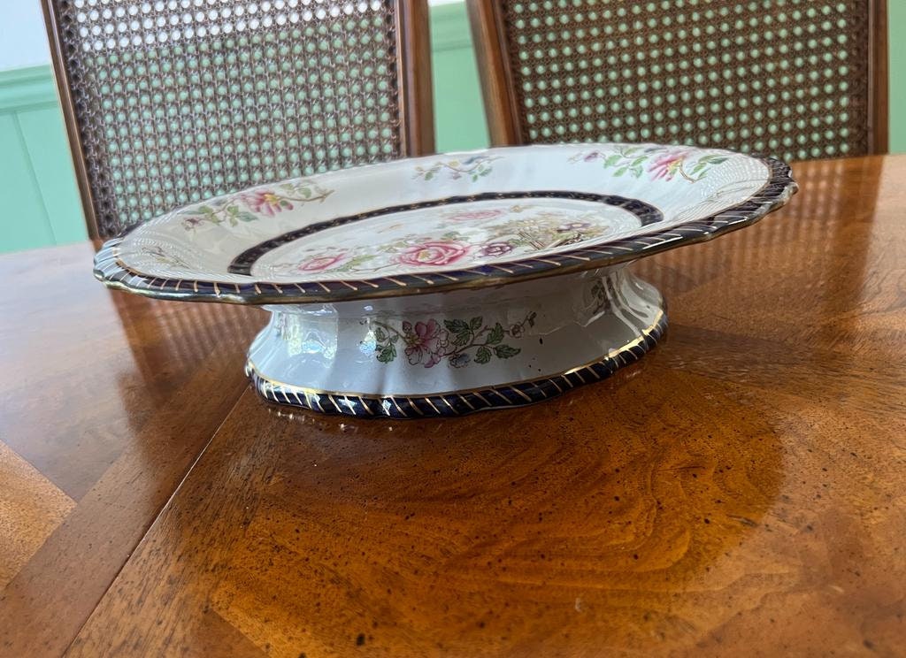 Collectible Antique Cake Plate Ironstone China Oriental Floral Platter Serving Dish Antique Hand Painted Round Plate Lunch Tableware Dish