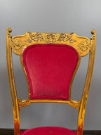 Vintage Louis XVI Giltwood Chair, Raspberry Pink Velvet Upholstery, French Neoclassical Boudoir Accent Chair