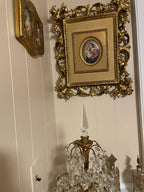Antique KPM Porcelain Rare Oil Painting of Madonna on an Oval porcelain plaque Gold Gilwood Framed