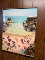 Colorful Beach Scene Framed Photo Print Aerial Coastal Ocean Photography Summer Umbrella Decor Beach Wall Art Under Plexiglass Wall Art
