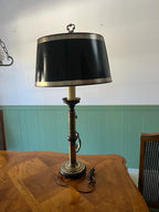 Vintage Tall Black and Gold Brass Table Lamp.Bouillotte Lamp