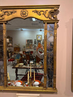 Vintage Gilt Wood Wall Mirror, Triple Panel French Neoclassical Style, 65" 46"