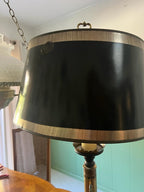 Vintage Tall Black and Gold Brass Table Lamp.Bouillotte Lamp
