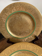 Set Of 8 Royal Bavarian 22K Gold Encrusted Serving Plates Ornate Antique Porcelain Tableware 1890s Decorative Luxury Gilded Dining Pieces