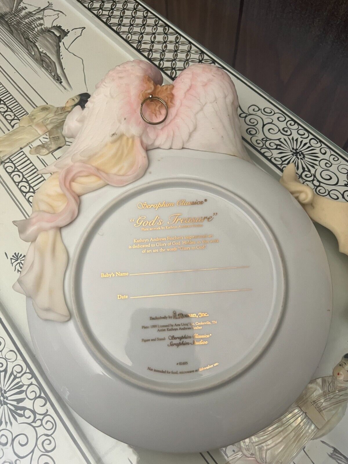 Seraphim Classics Gods Treasure Angel Baby Plate Figurine Art Collectible Stand Display Blessing Gift Christening Keepsake Nursery Decor