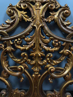 Vintage Rococo King Headboard | Ornate Gold-Tone Cast Metal Statement Piece