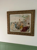 Antique Gilded Frame Art Victorian Courting Scene Romantic Wall Decor Ornate Gold Frame Classical Style Interior Collectible Wall Hanging