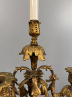 Antique French Ormolu Cherub Candelabra Pair, Gilt Bronze Marble Base Louis XVI Style