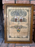 Antique 1896 Marriage Certificate Art Print Framed Religious Floral Engraving Wall Decor Wedding Ephemera Victorian Couple Photograph