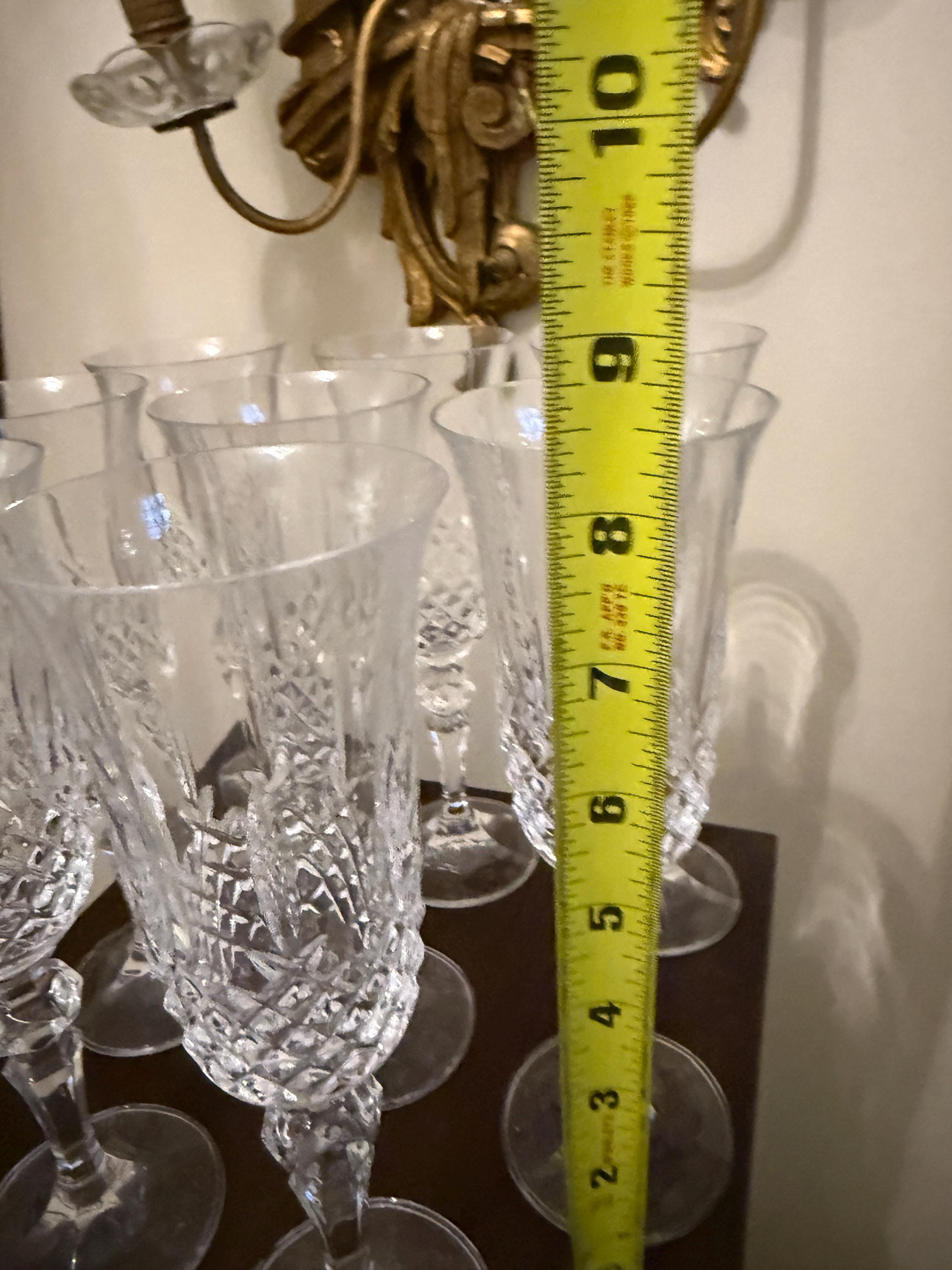 Vintage Cut Crystal Wine Glasses Set of 7 Faceted Stemware with Flared Rims  Elegant European Style Clear Glass Goblets Glassware Set