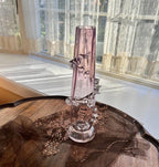 Tall Light Purple Twisted Glass Vase Unique Art Glass Centerpiece Elegant Ruffled Rim Sculptural Design Home Decor Flower Holder Collectible