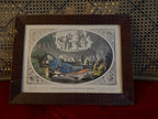 Antique Currier & Ives “The Soldier’s Dream of Home” 1860s Original Hand-Colored Lithograph Civil War Era Medium Folio, Antique Framed Print