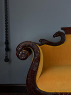 American Empire Revival Mahogany Eagle Arm Sofa – Hand Carved Statement Sofa