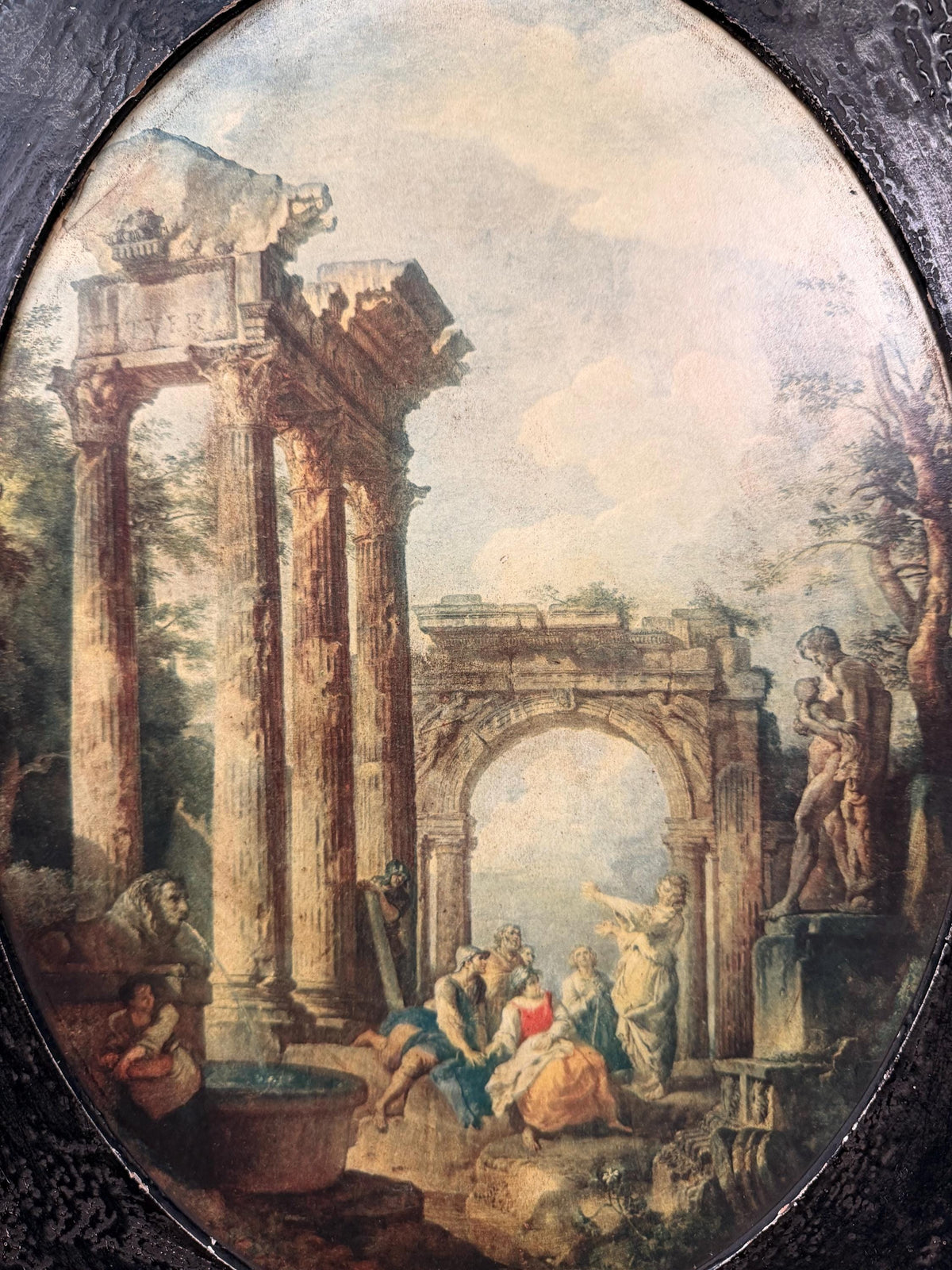 Vintage Pair Neoclassical Grand Tour Wall Panels Roman Ruins Architectural Prints Framed Art