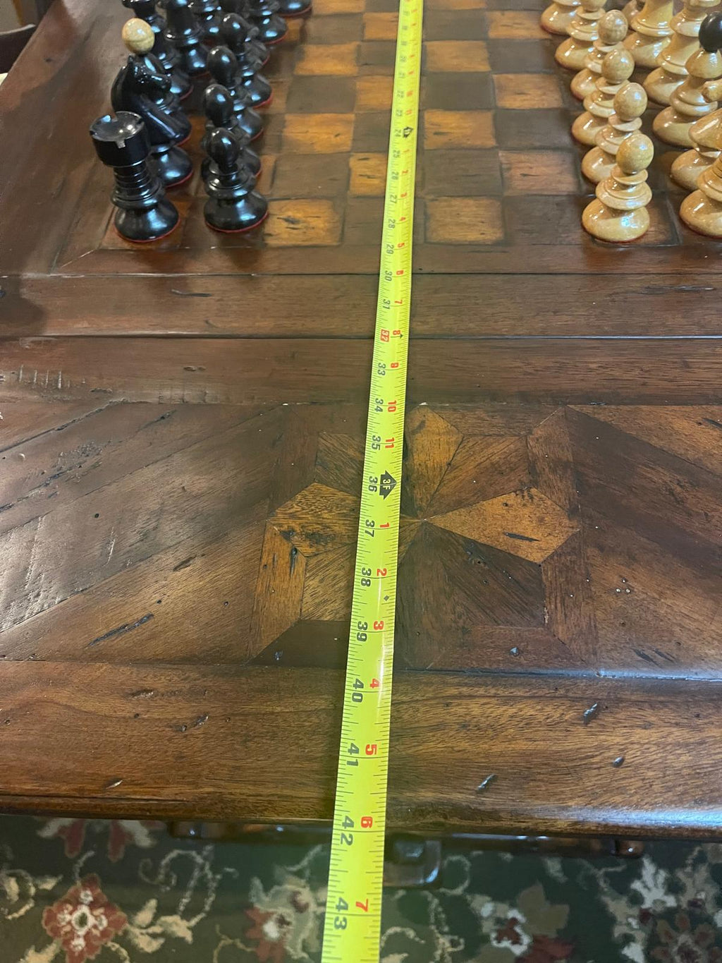 Antique Handcarved Walnut Chess Table Backgammon Game Table by Theodore Alexander Vienna Coffeehouse Style Wood Pieces Luxurious  Furniture
