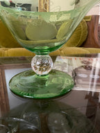 Pairpoint Glass Green Grape Pattern Cut Glass Footed Large Console Bowl.Decorated Bowl Centerpiece Serving Dish Footed Bowl Tableware Dish
