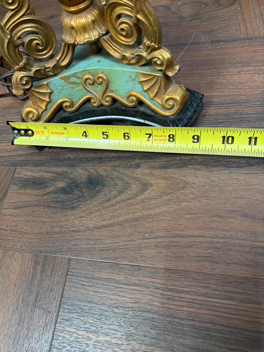 Vintage Florentine Style Table Lamp, Turquoise Blue & Gold Gilt Lamp, Fringe Shade Accent Lighting